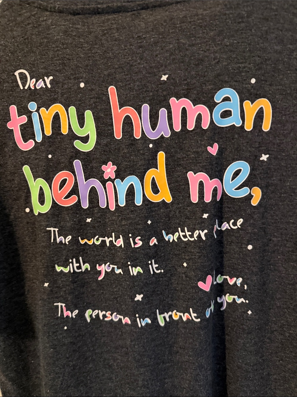 Charcoal Teacher Tee with Pink Heart Eyes